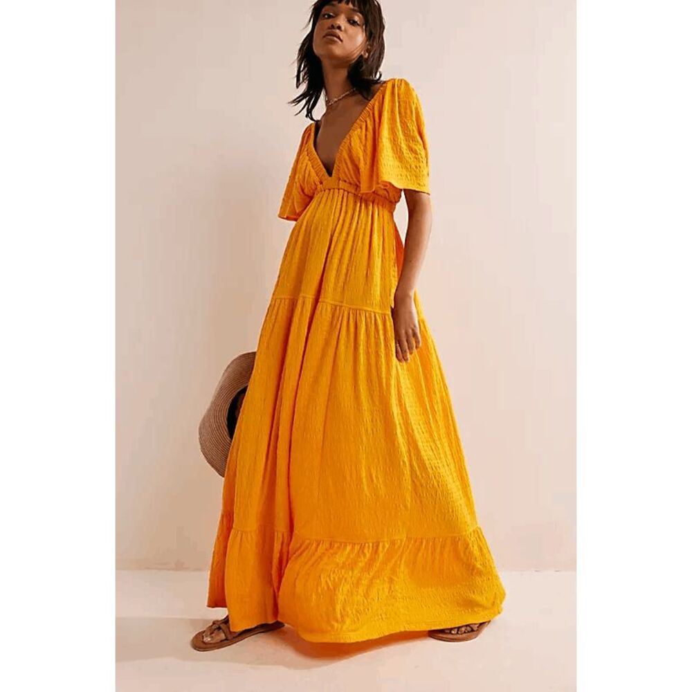 Free People Bright Yellow Maxi Dress